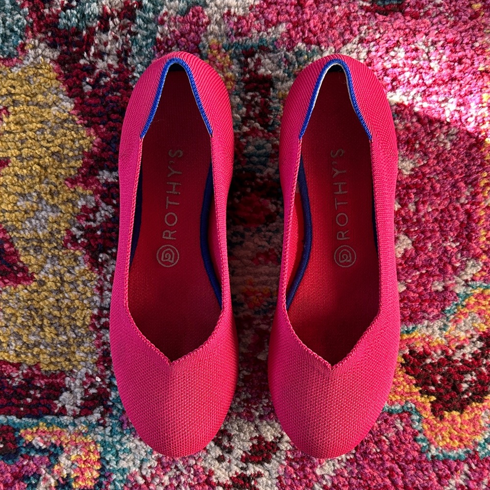 Rothy's Vibrant Pink and Blue Flats